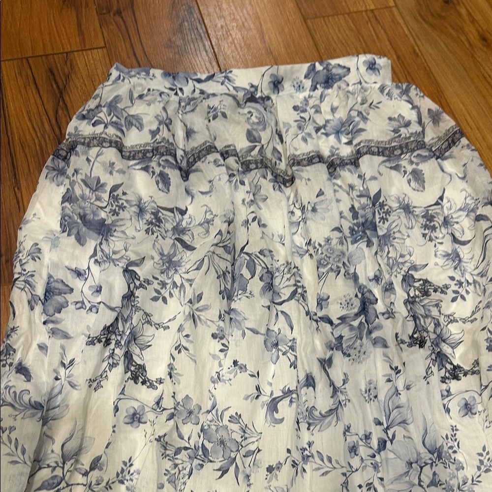 Calypso St. Barth Blue and Cream Floral Maxi Skirt - Picture 6 of 6